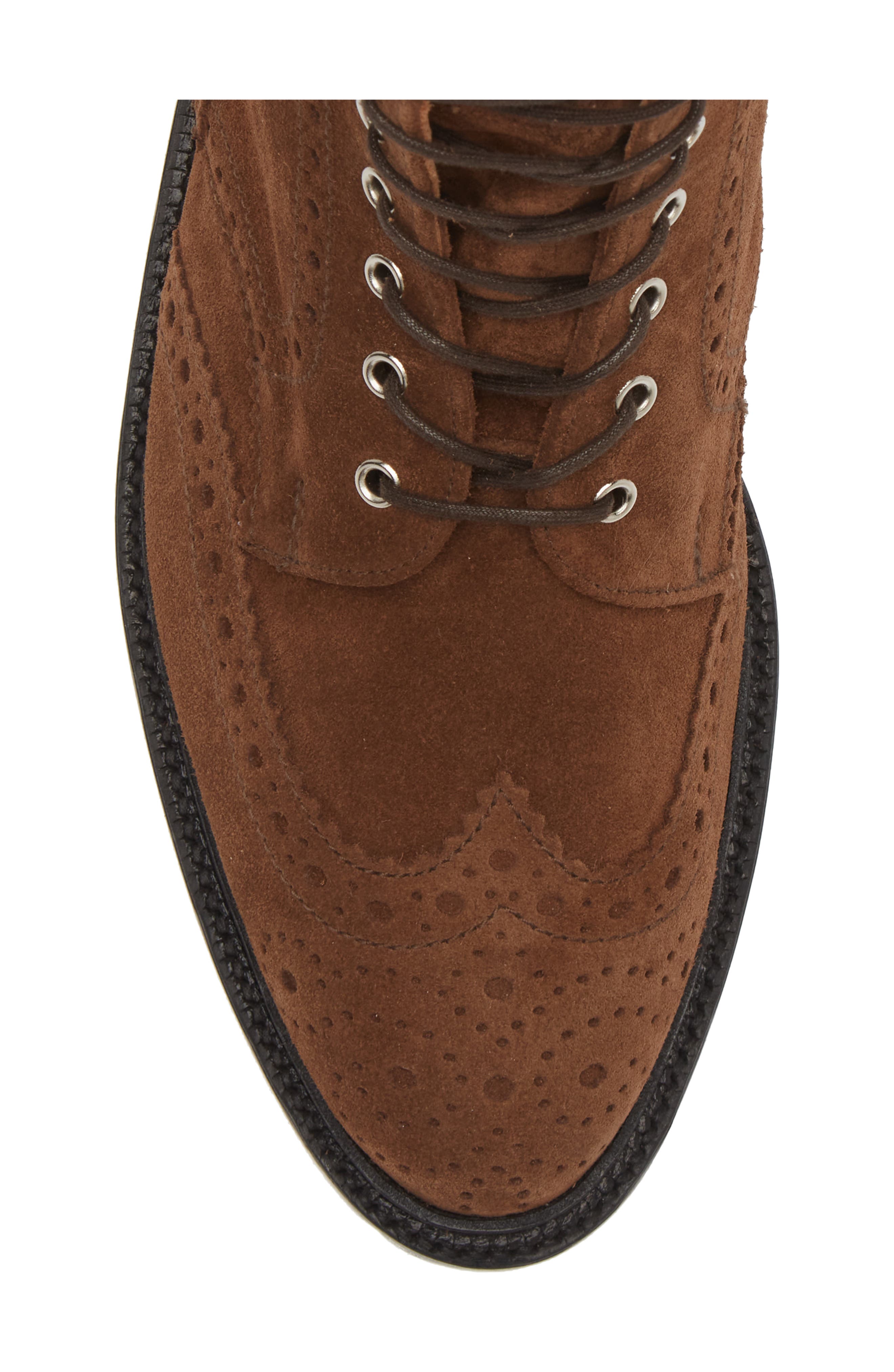 Thom Browne Brogue Wingtip Suede Boot, Alternate, color, 