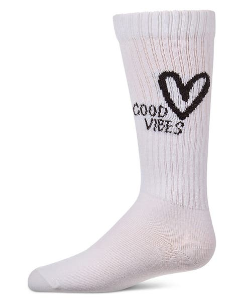Good Vibes Heart Ribbed Knee High Sock