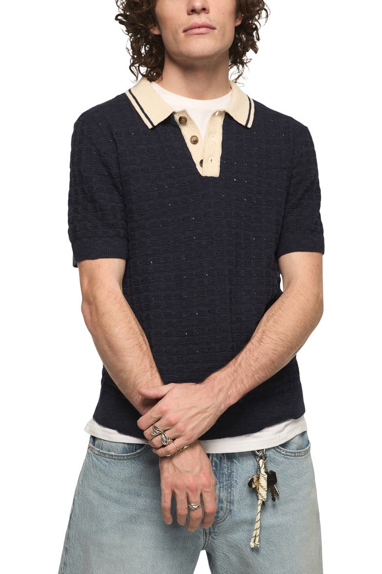 Contrast Tipped Polo, Main, color, CADET NAVY