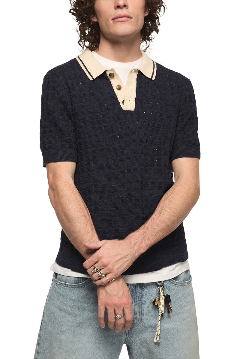Lucky Brand Contrast Tipped Polo, Main, color, Cadet Navy
