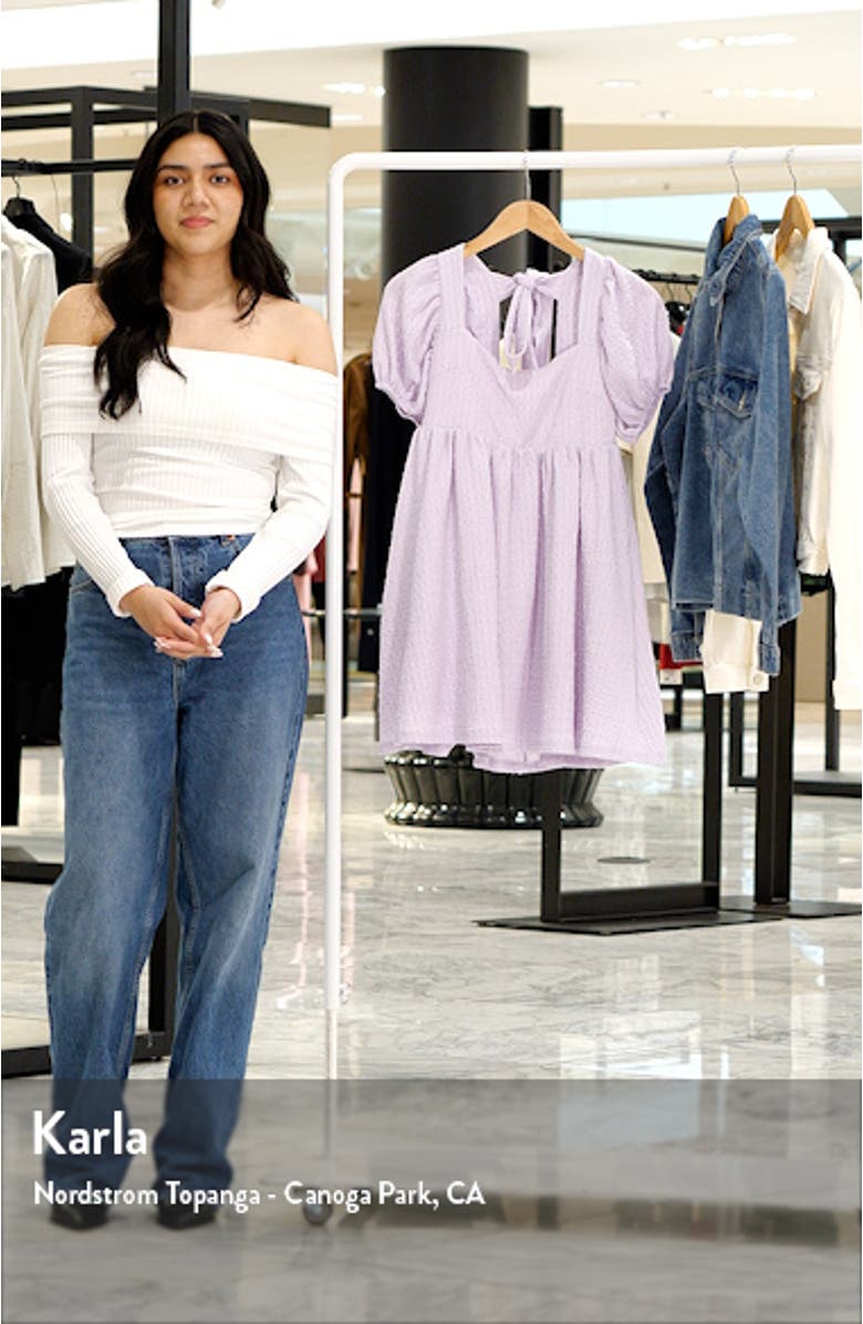 Puff Sleeve Tie Back Babydoll Minidress, sales video thumbnail