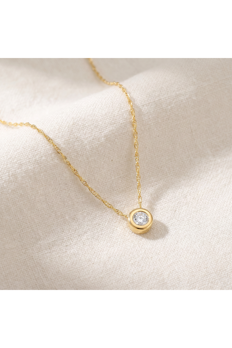 1/4Ct Diamond Bezel Pendant Solitaire Necklace 14k Gold Lab Grown, Alternate, color, 14k Yellow Gold