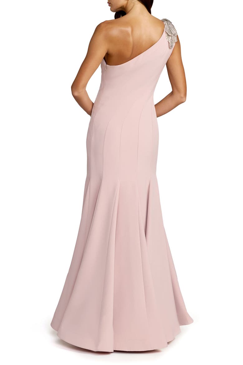 Crepe One Shoulder Gown With Flower Detail, Alternate, color, Rose