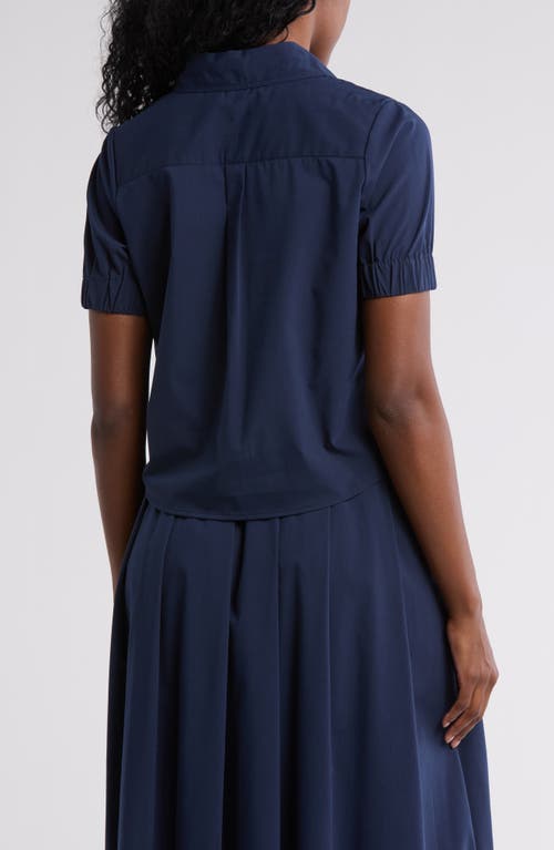 Love By Design Suzanne Collar Top In Navy Blazer