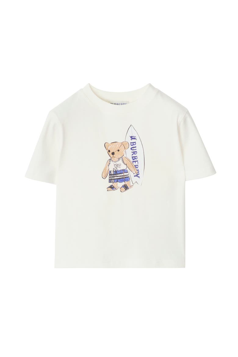 Surfer Bear Cotton T-shirt, Main, color, Chalk white
