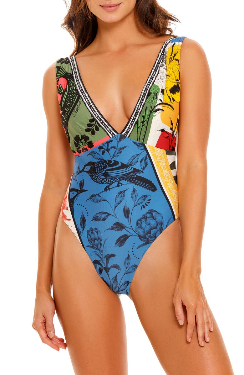 Agua Bendita Tulipa Tout Plunge One-Piece Swimsuit, Main, color, 