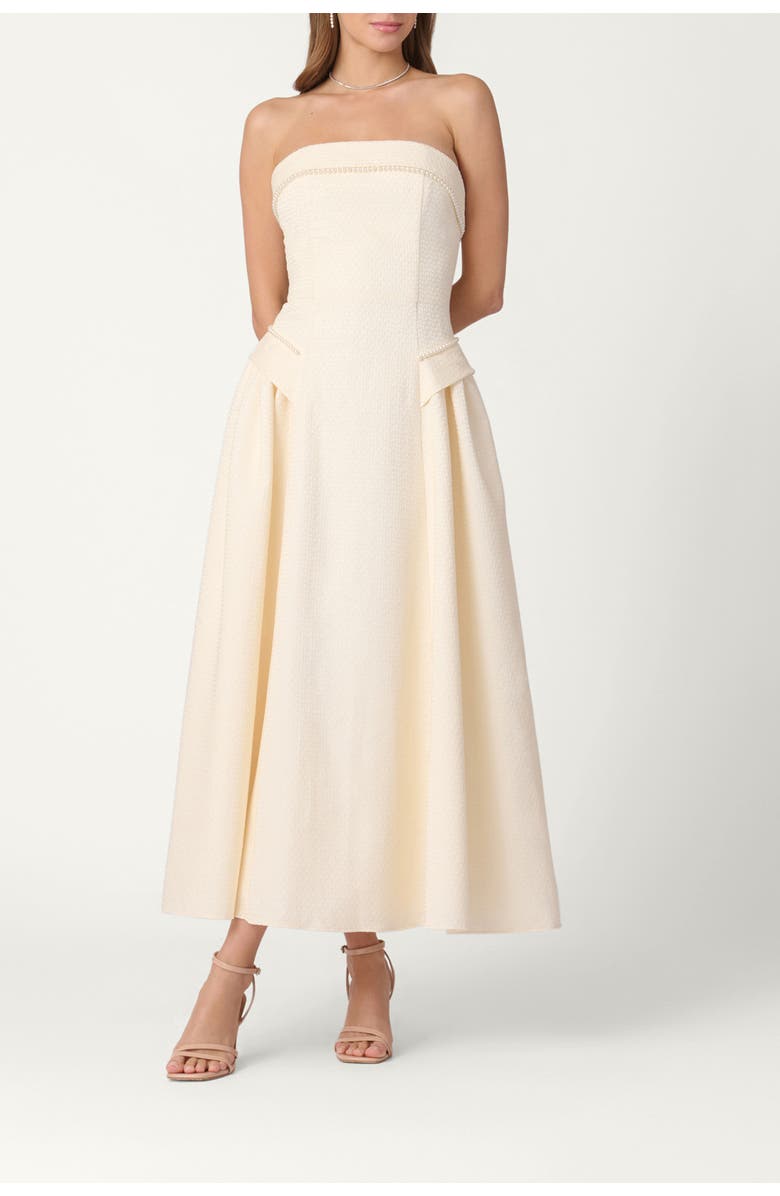 Shoshanna Midnight Pearl Embellished Jacquard Remington Dress, Main, color, White
