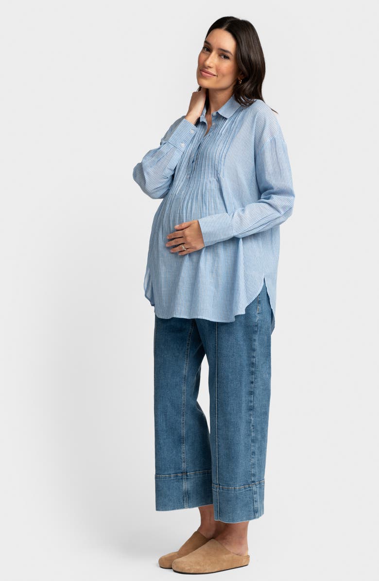 Seraphine Stripe Long Sleeve Maternity Shirt, Alternate, color, 
