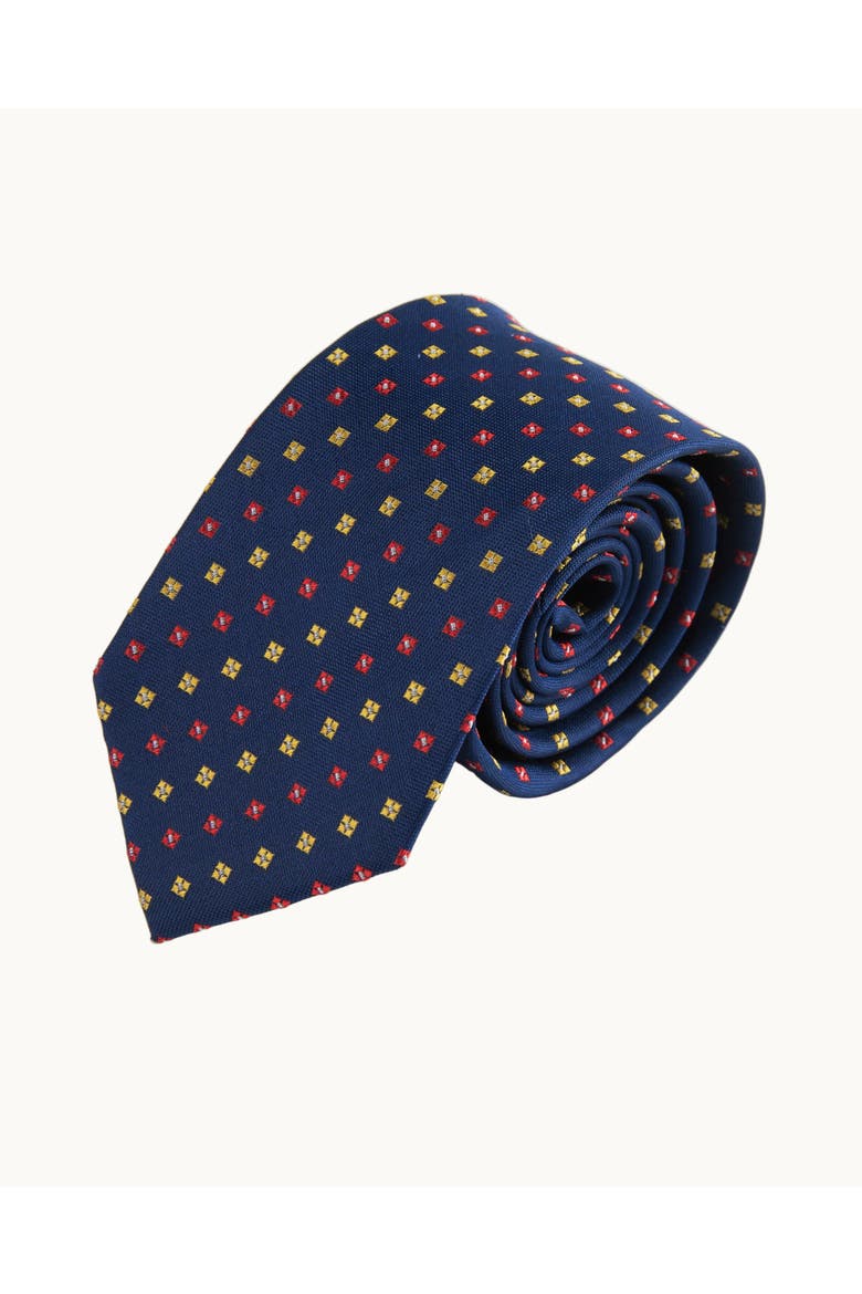 Diamond Blossom Silk Jacquard Tie, Main, color, Navy