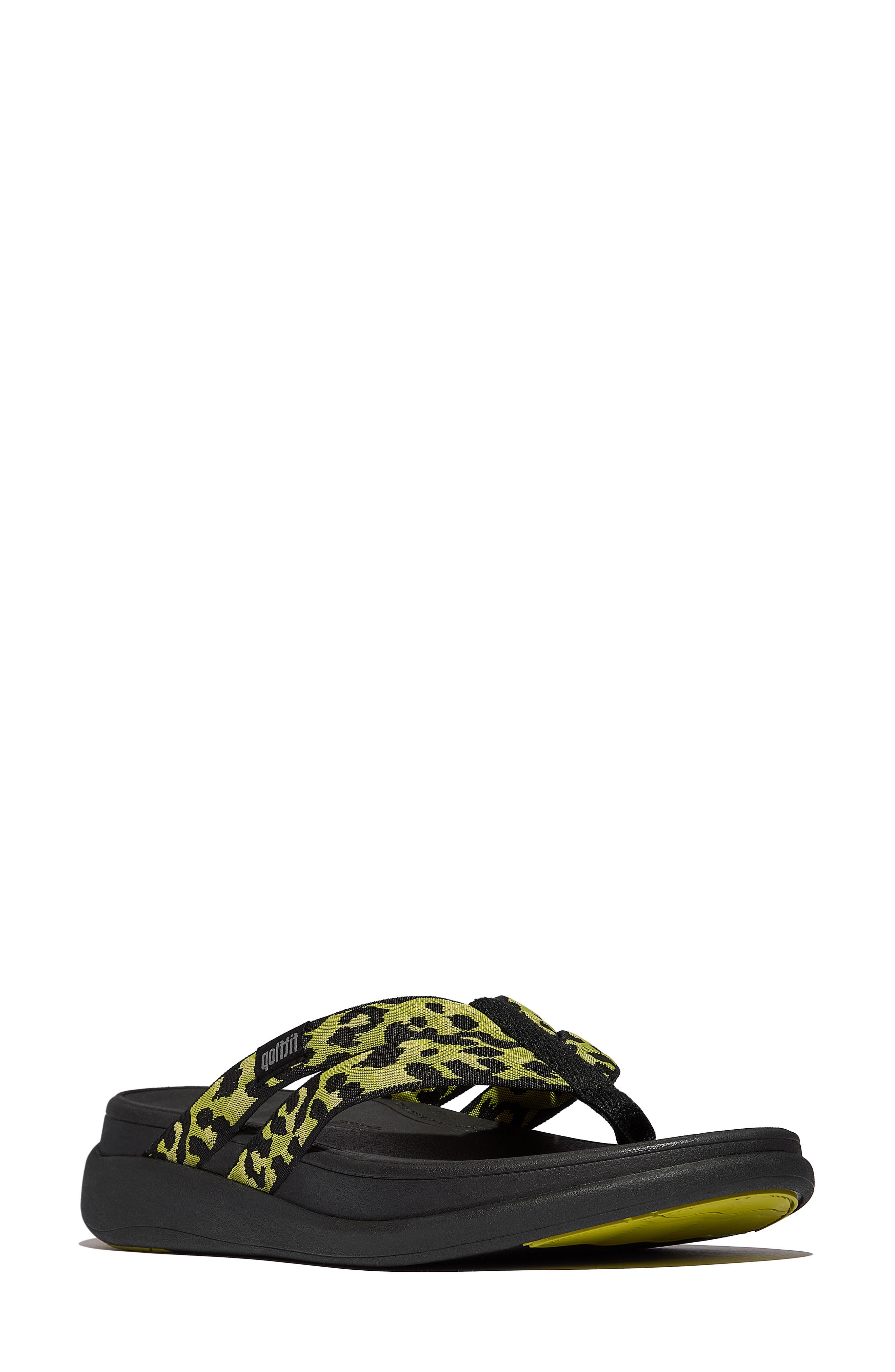 FitFlop F-Mode Go Leopard Web Strap Flip Flop