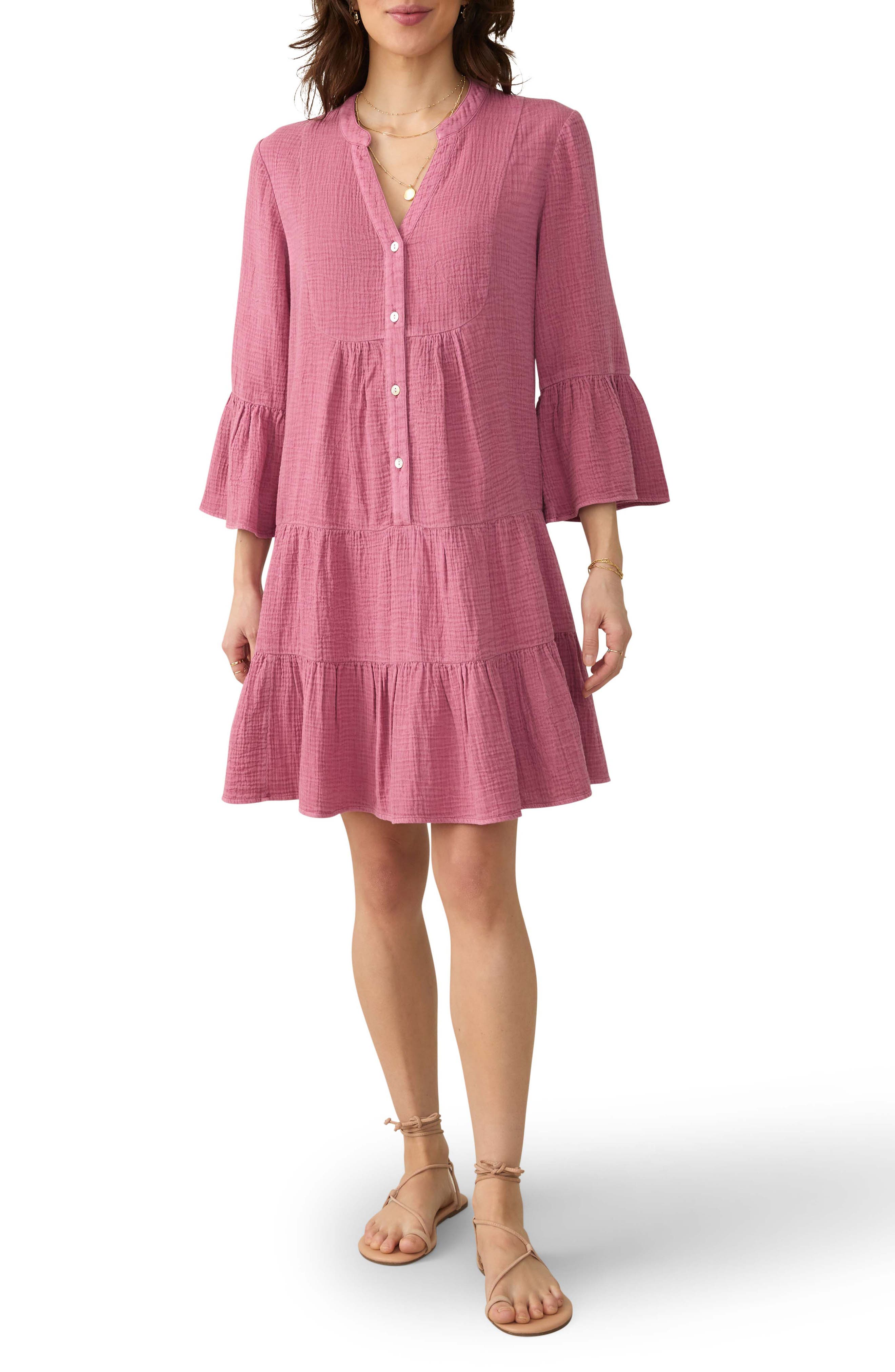 Faherty Kasey Dream Gauze Tiered Organic Cotton Minidress