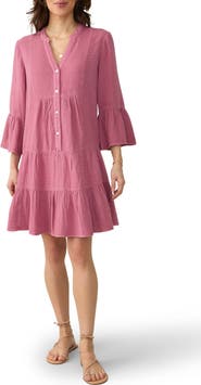 Faherty Kasey Dream Gauze Tiered Organic Cotton Minidress