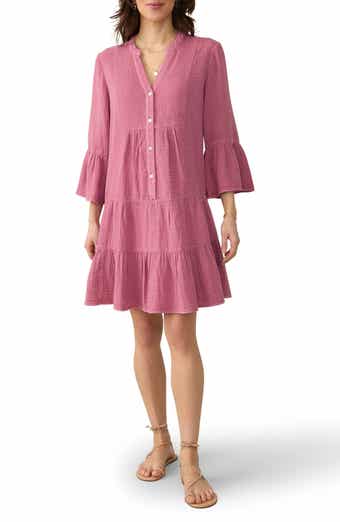 Faherty Kasey Dream Gauze Tiered Organic Cotton Minidress