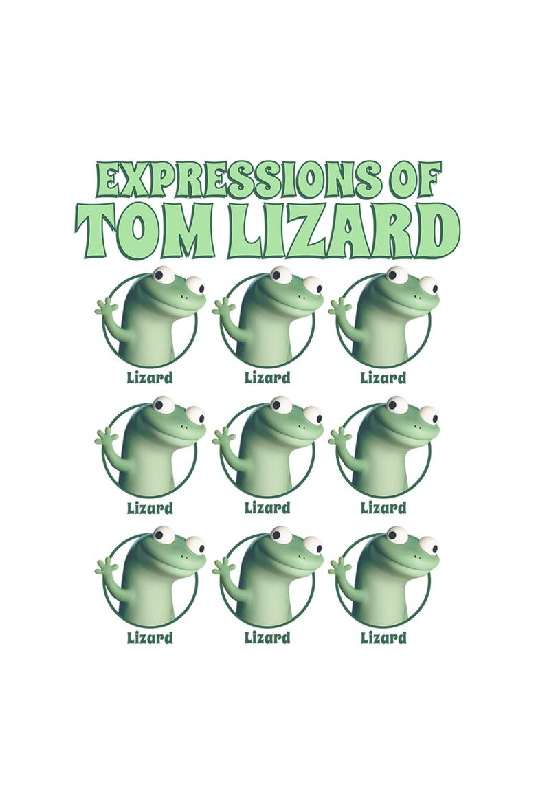 Junior's Hoppers Expressions of Tom Lizard  Graphic T-Shirt, Alternate, color, White