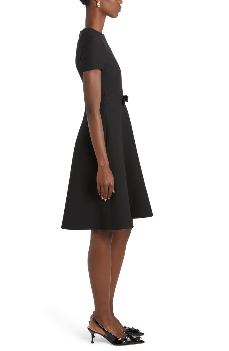 Valentino Garavani Bow Detail Virgin Wool & Silk A-Line Dress, Alternate, color,