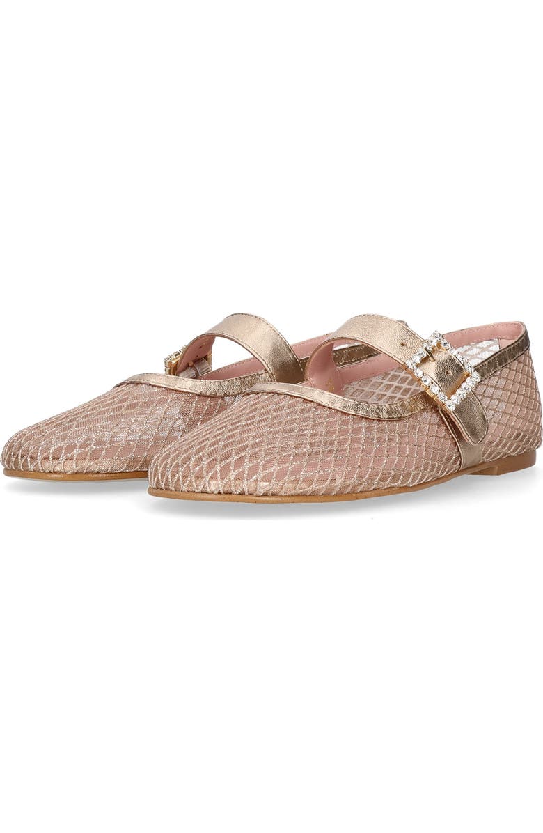 Pretty Ballerinas Metallic Mesh Crystal Buckle Ballet Flat, Alternate, color, Metallic Gold