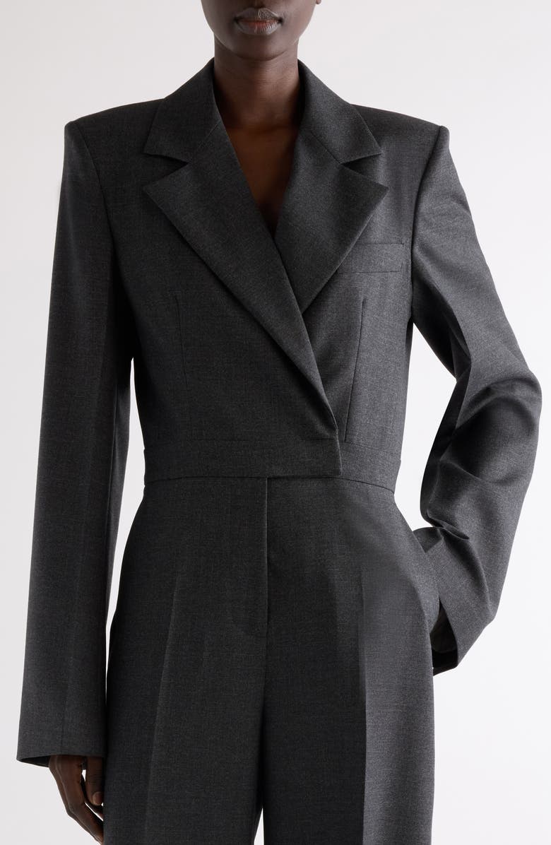Givenchy Long Sleeve Silk Jumpsuit, Alternate, color, Grey Mix