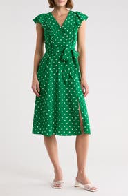 Eliza J Flutter Sleeve Fit & Flare Midi Dress