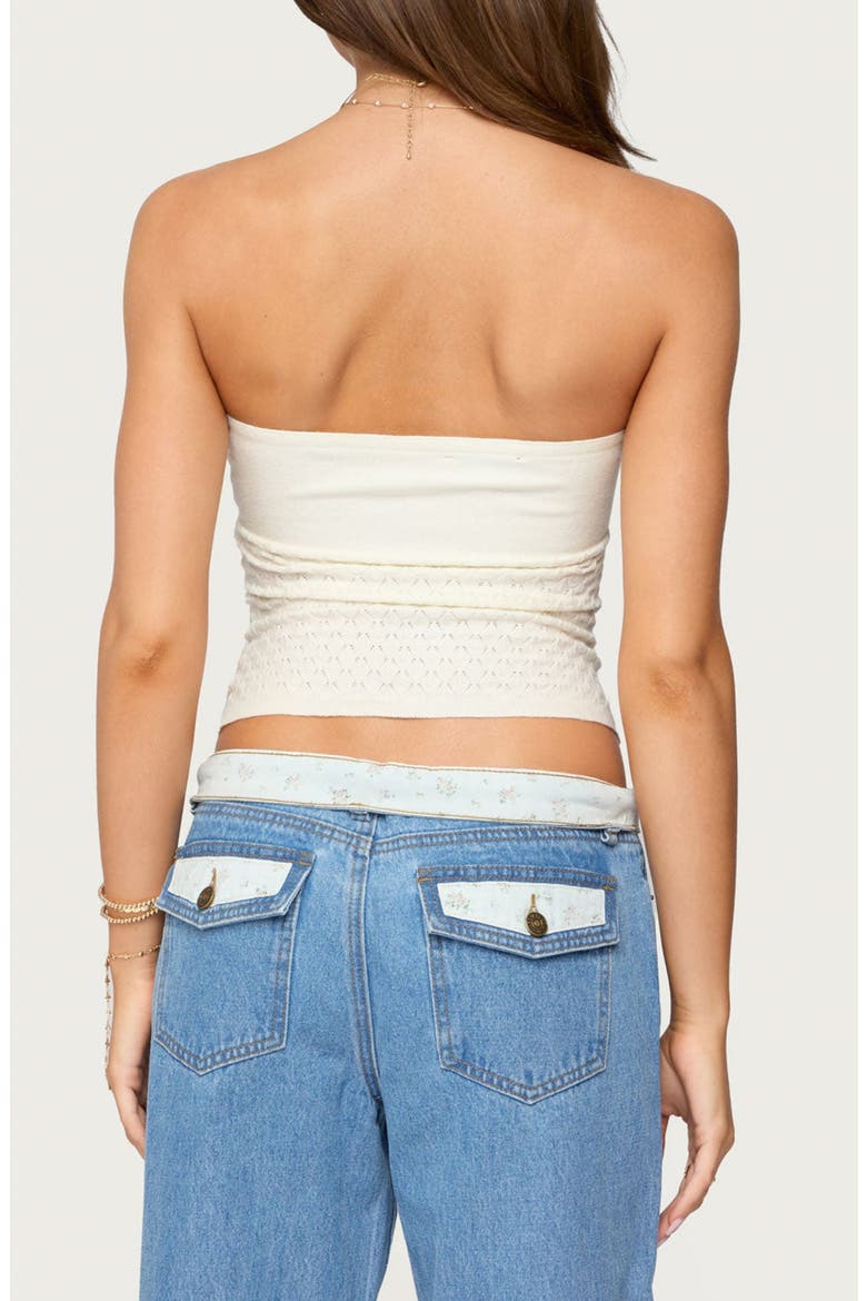 Cutout Strapless Knit Top, Alternate, color, CREAM
