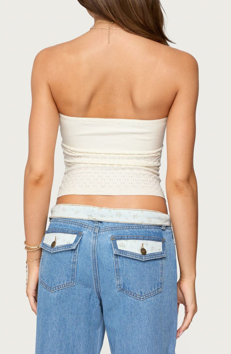 EDIKTED Cutout Strapless Knit Top, Alternate, color, Cream