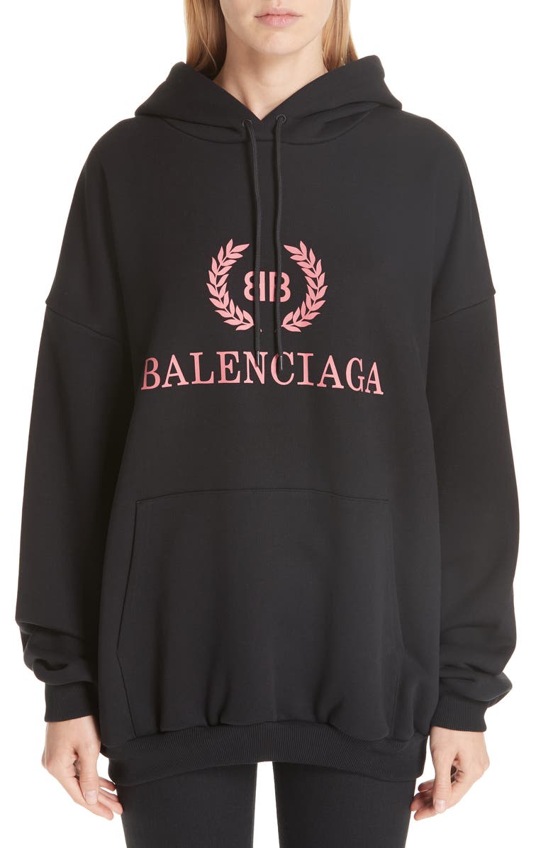 Balenciaga Wreath Logo Hoodie, Main, color,