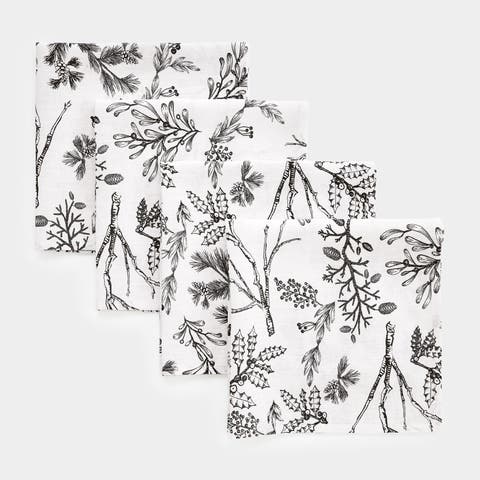 Linen Dinner Napkins Set of 4, 20 x 20" - Winter Forest