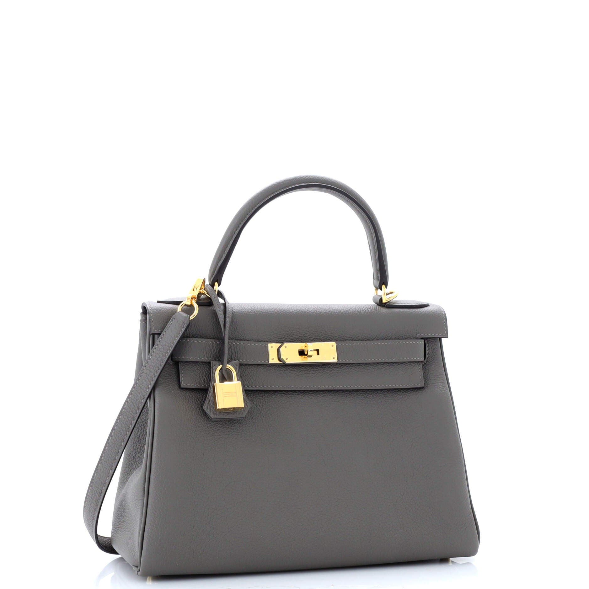 Pre-Owned Hermes Kelly Handbag Grey Togo with Gold Hardware 28, Alternate, color, 