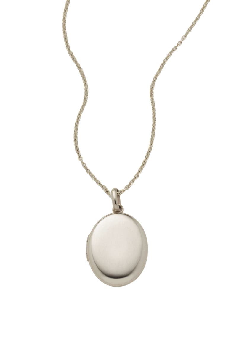 Mini Oval Locket Necklace, Main, color, Silver