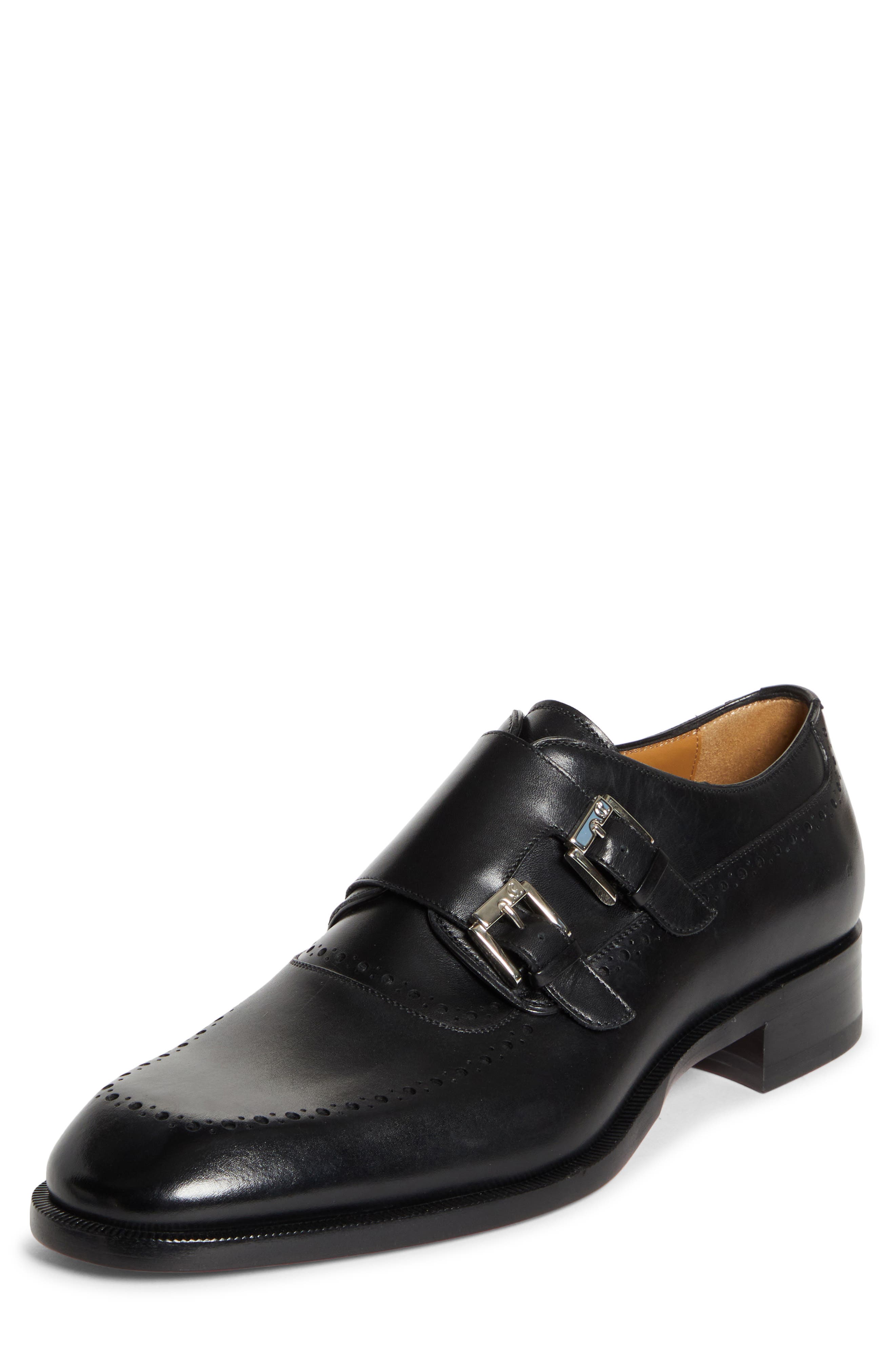 Christian Louboutin Sartok Double Monk Strap Shoe, Main, color, Black