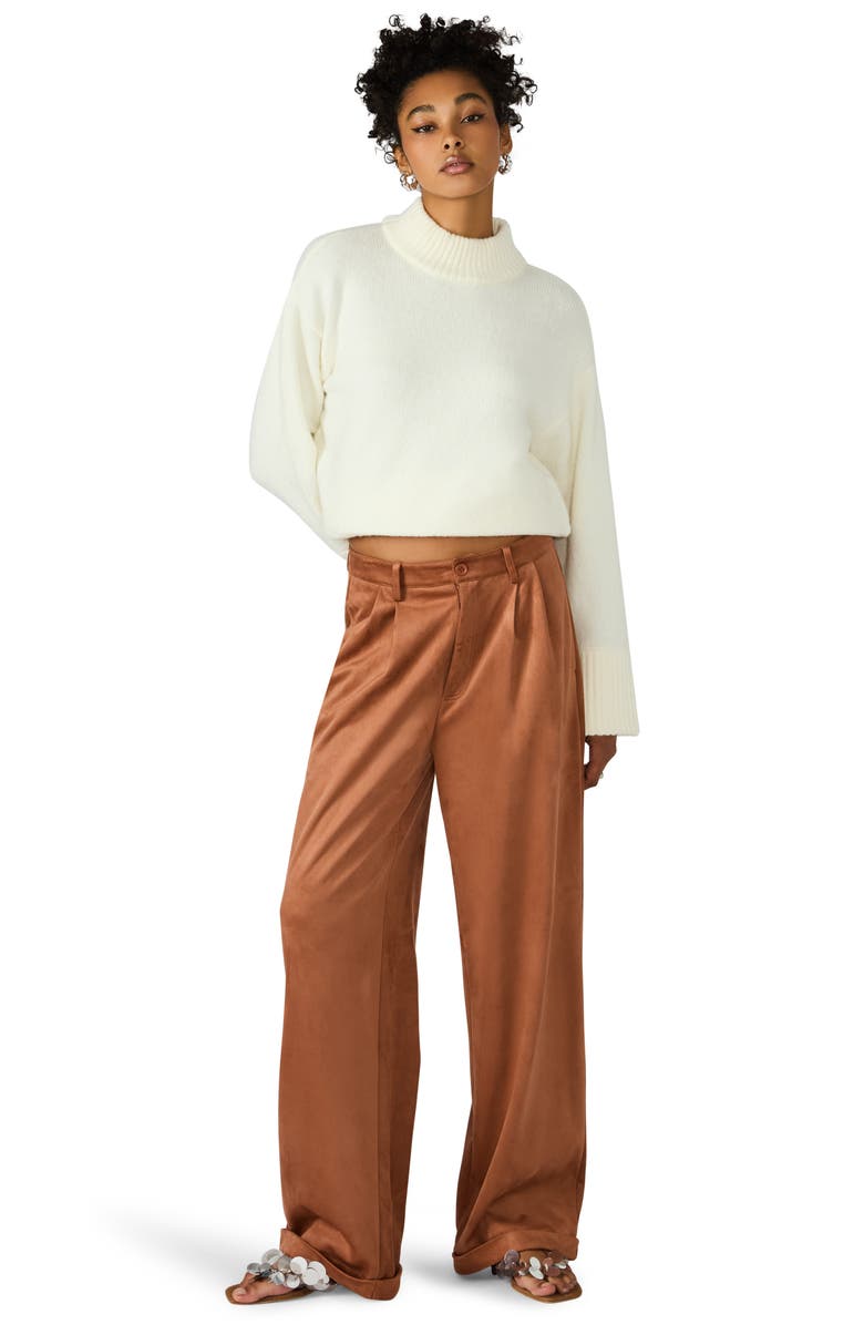 Steve Madden Clove Faux Suede Wide Leg Pants, Alternate, color, Irish Cream