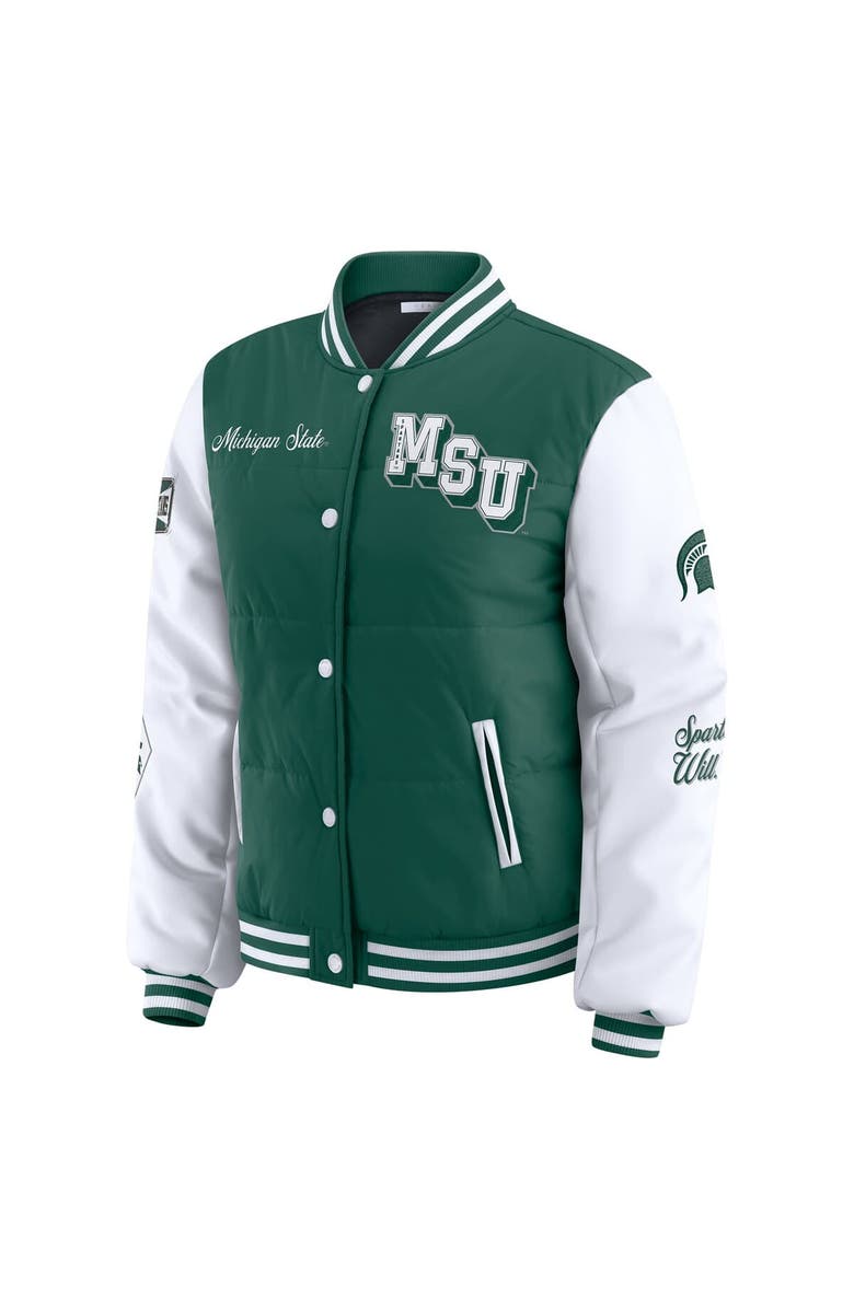 WEAR by Erin Andrews Women's WEAR by Erin Andrews  Green Michigan State Spartans Varsity Full-Snap Puffer Jacket, Alternate, color, Green