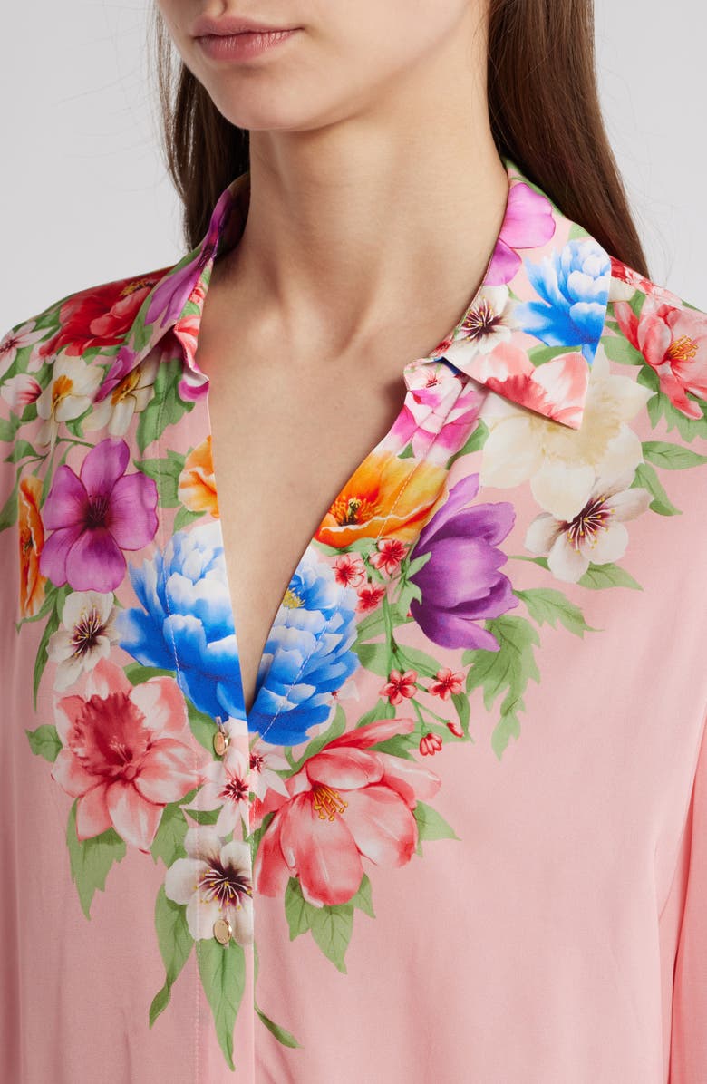 Elie Tahari The Madeline Floral Print Woven Shirt, Alternate, color, Diamond Floral Print