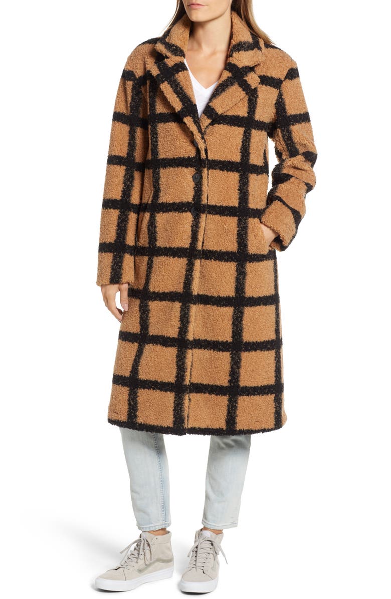 NVLT Berber Longline Plaid Coat, Alternate, color,