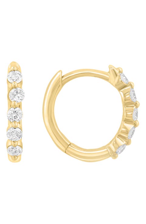 14K Gold Lab Grown Diamond Hoop Earrings
