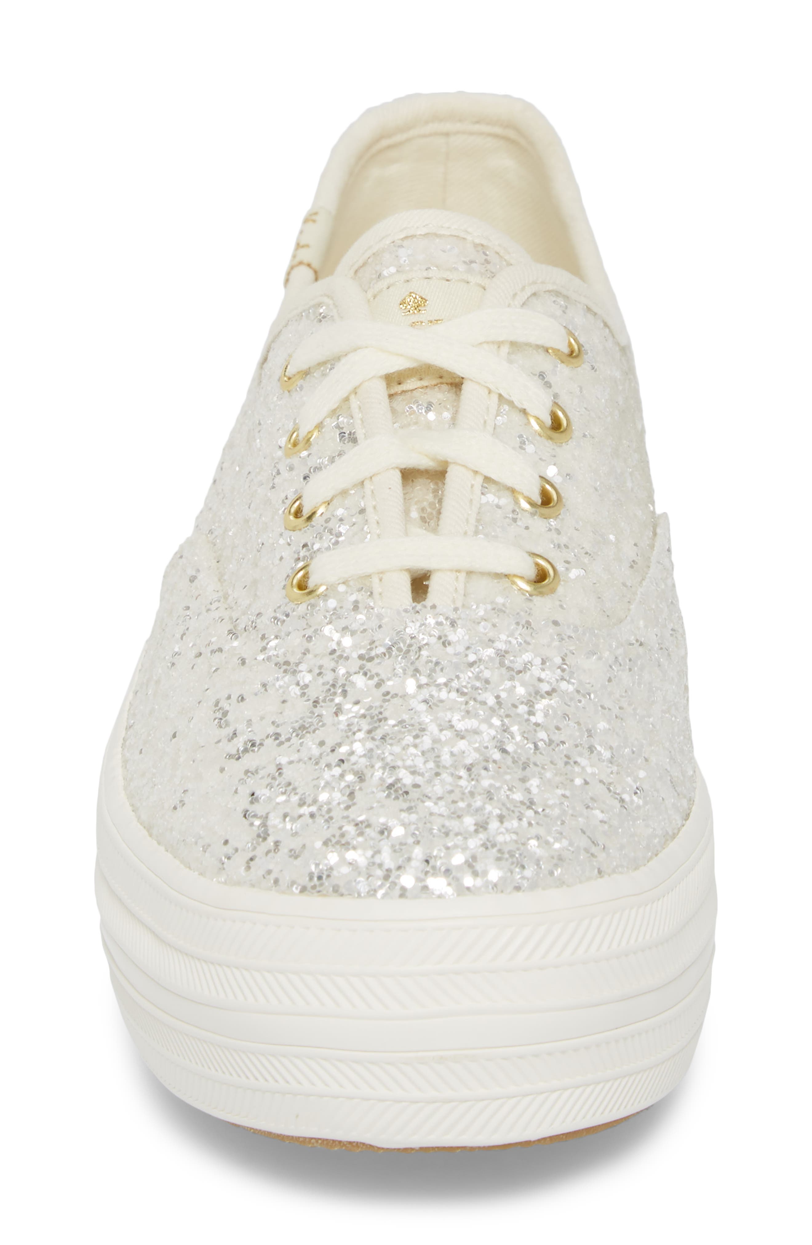 triple decker glitter sneaker, Alternate, color, CREAM