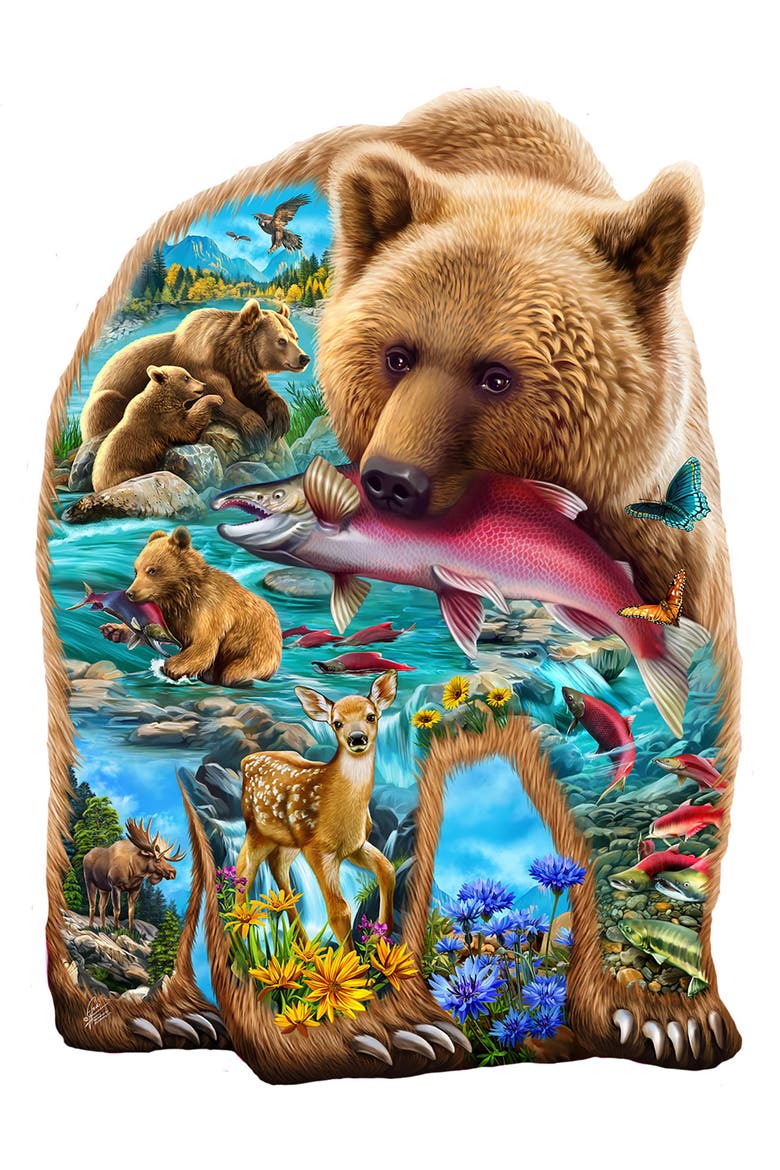 A Bear in the Woods 1000 piece Jigsaw Puzzle for Adults Special Shape, Alternate, color, Multicolor