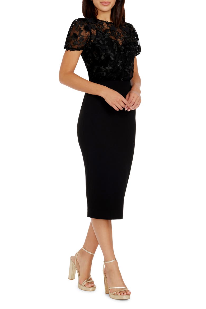 Marianne Lace Sheath Dress, Alternate, color, BLACK