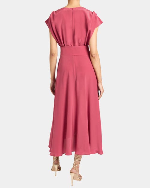 Santorelli Talia Cap Sleeve Midi Dress Silk Crepe De Chine