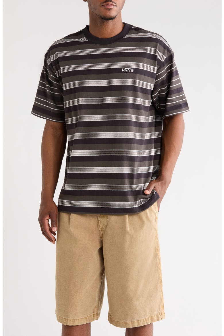 Pismo Stripe Knit T-Shirt, Main, color, BLACK