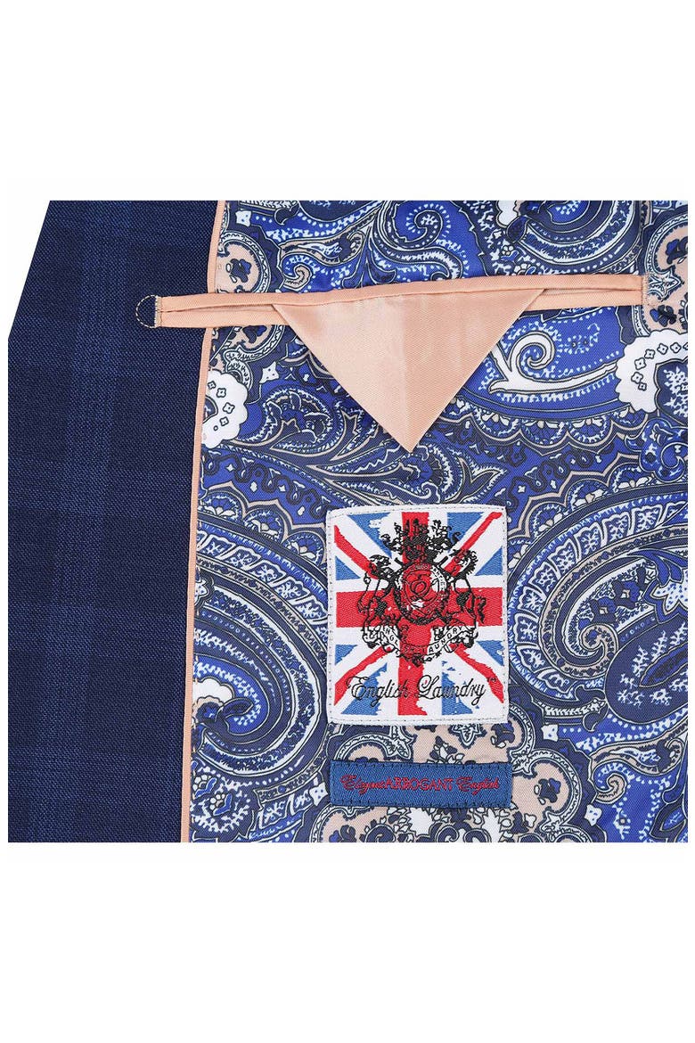 Plaid Two Button Notch Lapel Suit, Alternate, color, BLUE