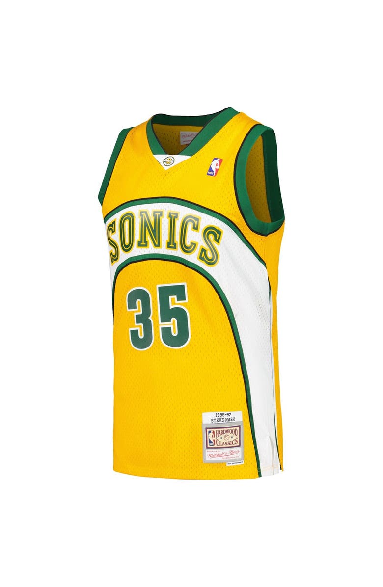 Mitchell & Ness Men's Mitchell & Ness Kevin Durant Yellow Seattle SuperSonics 2007/08 Hardwood Classics Swingman Throwback Jersey, Alternate, color,