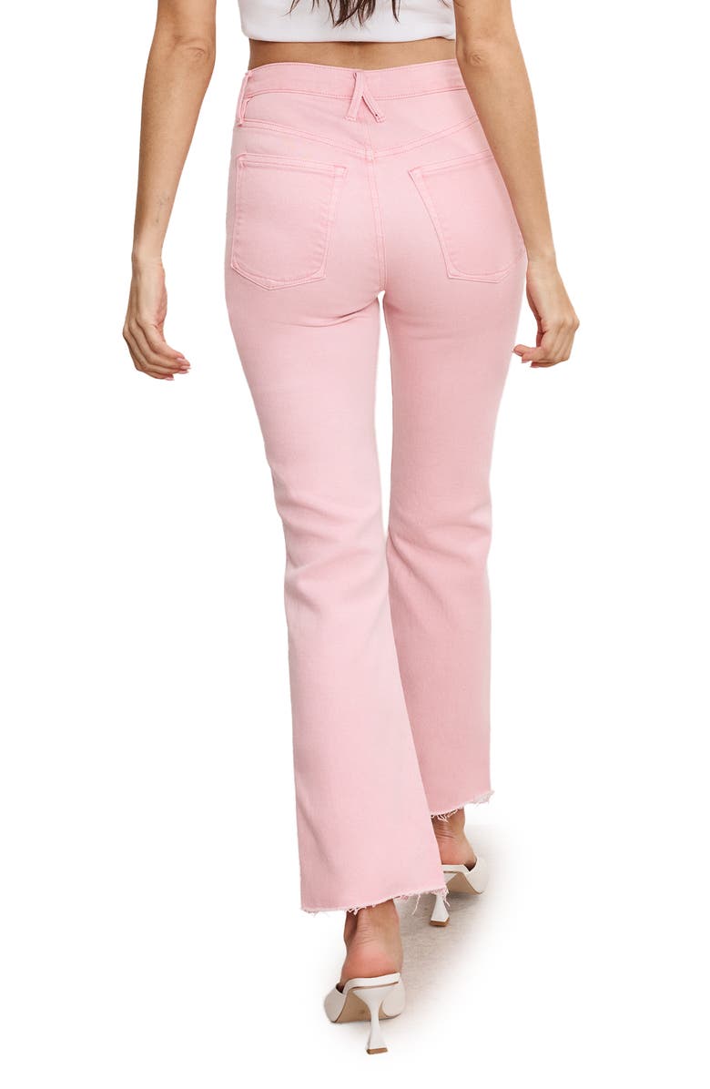 Good American Good Standard Raw Hem Kick Flare Jeans, Alternate, color, Flamingo003