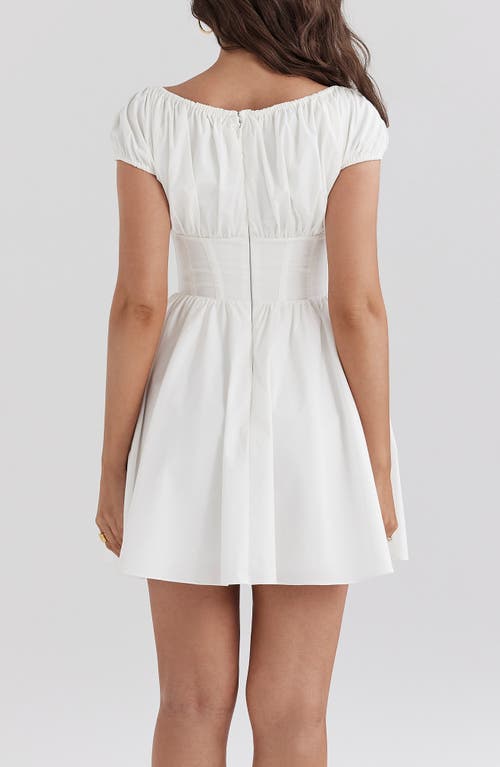 House Of Cb Nala Puff Sleeve Stretch Cotton Blend Minidress In White