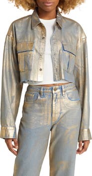 Circus NY by Sam Edelman Aliya Metallic Crop Denim Jacket