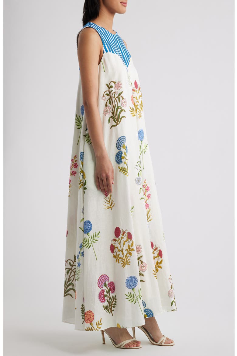 The Eleanor Sleeveless Linen Maxi Dress, Alternate, color, MULTI FLORAL