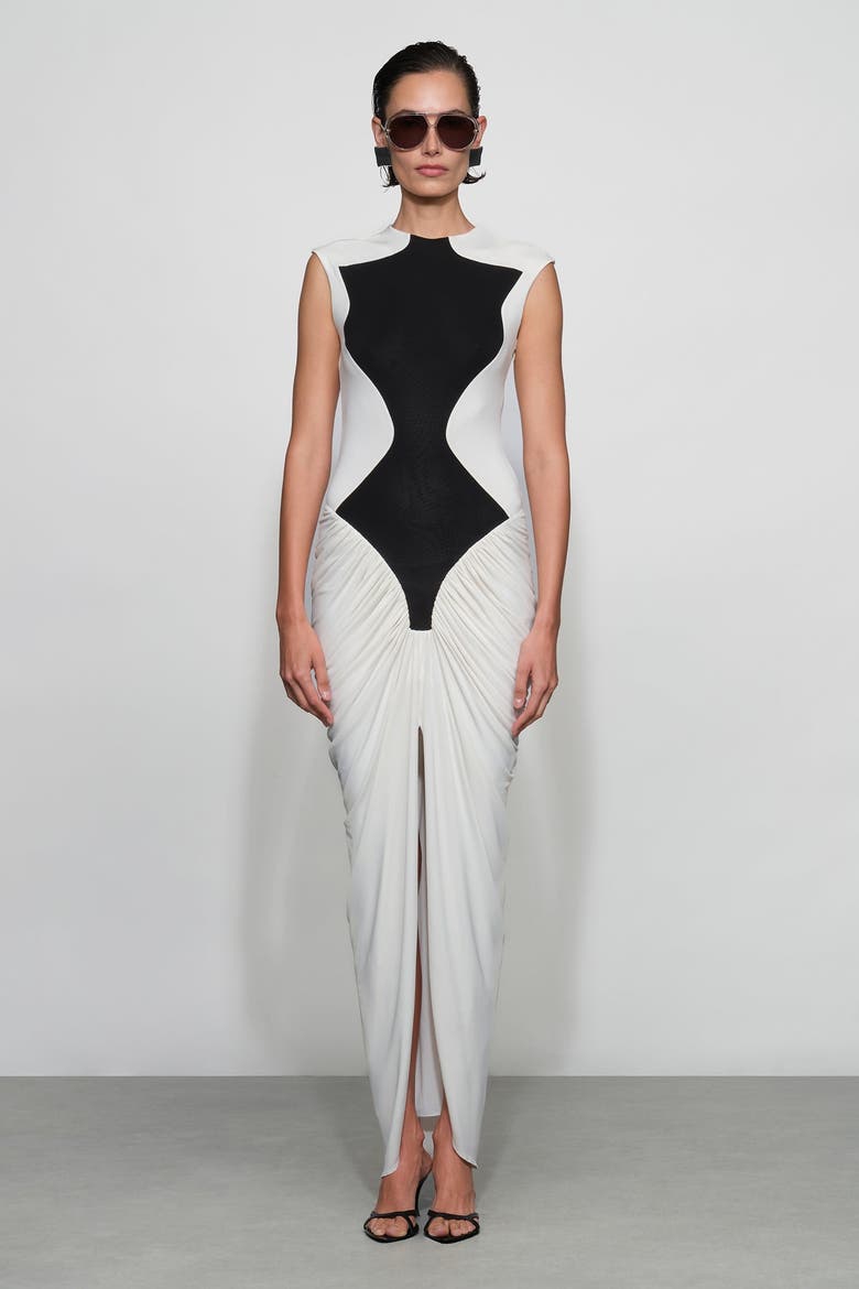 Dion Midi Dress, Main, color, Ivory/Black