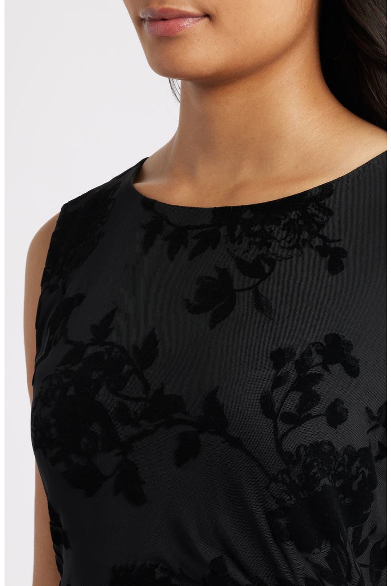 Flocked Faux Wrap Dress, Alternate, color, BLACK