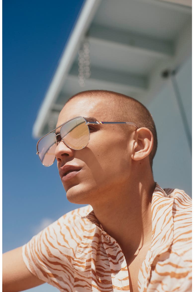 High Key 64mm Oversize Aviator Sunglasses, Alternate, color, SILVER / GOLD