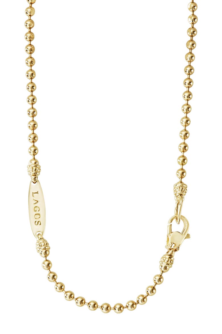 Men's Signature Caviar Ball Chain Necklace, Alternate, color, GOLD