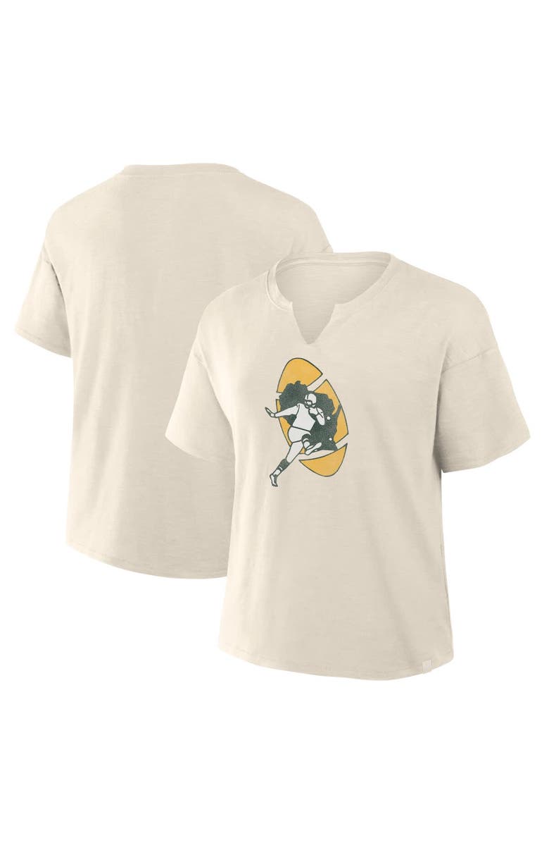 FANATICS Women's Fanatics Cream Green Bay Packers Trick Play Slub Boxy T-Shirt, Main, color, Cream